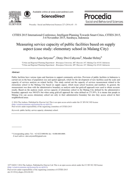 Measuring Service Capacity of Public Facilities Based on Supply Aspect (Case Study: Elementary School in Malang City)