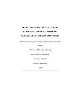 Impacts of Sedimentation on the Structure And