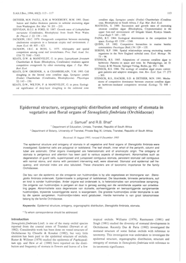 Epidermal Structure, Organographic Distribution and Ontogeny of Stomata in Vegetative and Floral Organs of Stenoglottis Fimbriata (Orchidaceae)