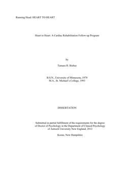 A Cardiac Rehabilitation Follow-Up Program by Tamara H. Bisbee BSN, University O