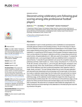 Deconstructing Celebratory Acts Following Goal Scoring Among Elite Professional Football Players