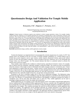 Questionnaire Design and Validation for Temple Mobile Application