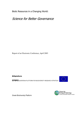 Science for Better Governance