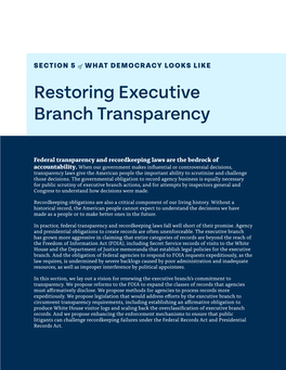 Restoring Executive Branch Transparency