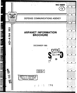 ARPANET Information Brochure (Unclassified) -F- 7T '