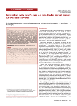 Gemination with Talon's Cusp on Mandibular Central Incisor