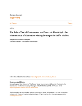 The Role of Social Environment and Genomic Plasticity in the Maintenance of Alternative Mating Strategies in Sailfin Mollies