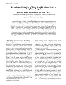 Formation and Longevity of Chimeric and Duplicate Genes in Drosophila Melanogaster