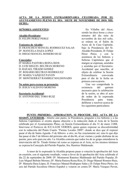 Acta De La Sesion Extraordinaria Celebrada Por El Ayuntamiento Pleno El Dia Siete De Noviembre De Dos Mil Ocho