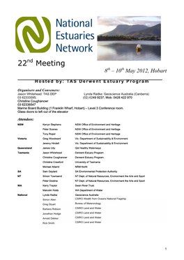 22Nd Meeting 8Th – 10Th May 2012, Hobart