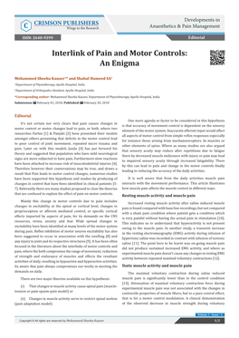 Interlink of Pain and Motor Controls: an Enigma