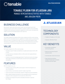 Tenable Plugin for Atlassian Jira Manage Remediation Activities with Tenable and Jira (On-Prem)