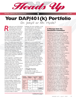 Your DAP/401(K) Portfolio Dr