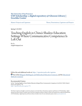 Teaching English in China's Shadow Education Settings Where