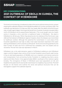 Key Considerations: 2021 Outbreak of Ebola in Guinea, the Context of N’Zérékoré