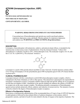 ATIVAN (Lorazepam) Injection, USP)