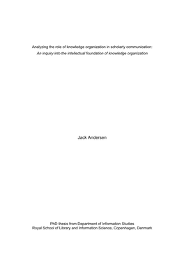 Analyzing the Role of Knowledge Organization in Scholarly Communication: an Inquiry Into the Intellectual Foundation of Knowledge Organization