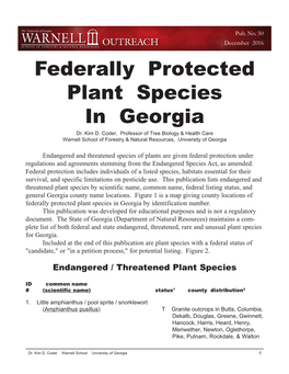Federally Protected Plant Species in Georgia Dr