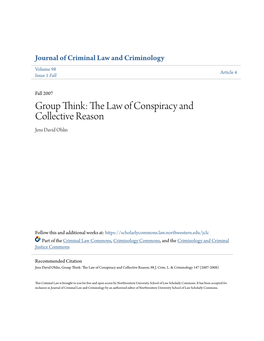 The Law of Conspiracy and Collective Reason Jens David Ohlin