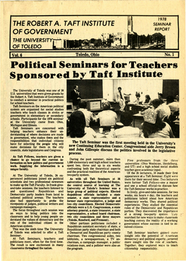 Political Seminars for Teachers Sponsored B Taft Institute