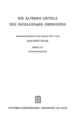 Die Alteren Urteile Des Ingelheimer Oberhofes