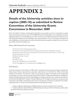 University Yearbook (Academic Audit Report 2005-10)