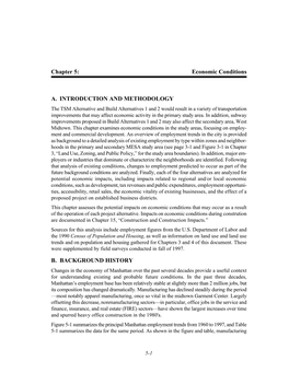 Chapter 5: Economic Conditions A. INTRODUCTION and METHODOLOGY B. BACKGROUND HISTORY