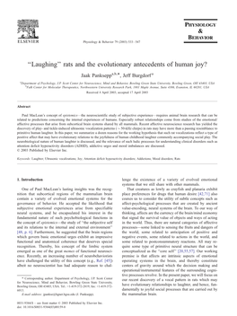 ''Laughing'' Rats and the Evolutionary Antecedents of Human Joy?