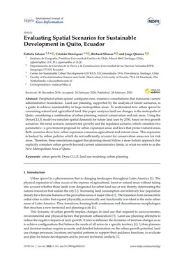 Evaluating Spatial Scenarios for Sustainable Development in Quito, Ecuador