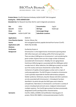 Product Name: C1orf21 Polyclonal Antibody, ALEXA FLUOR® 594 Conjugated Catalog No