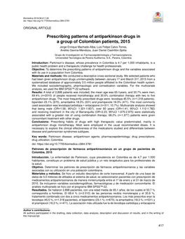 Prescribing Patterns of Antiparkinson Drugs in a Group of Colombian