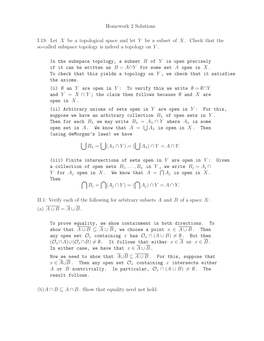 Let X Be a Topological Space and Let Y Be a Subset of X