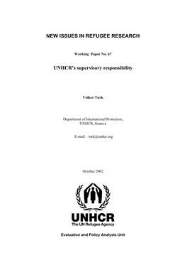 UNHCR's Supervisory Responsibility