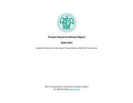 Private School Enrollment Report 2020-2021
