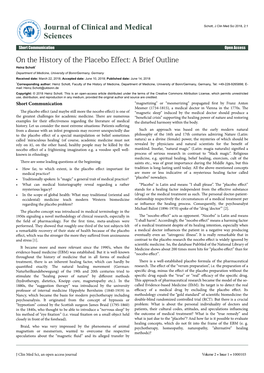 On the History of the Placebo Effect: a Brief Outline