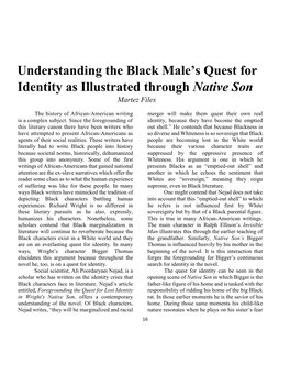 Understanding the Black Male's Quest for Identity As Illustrated Through