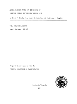 Annual Maximum Stages and Discharges of Selected Streams in Virginia Through 1990