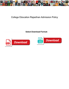 College Education Rajasthan Admission Policy