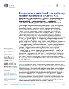 Compensatory Evolution Drives Multidrug- Resistant Tuberculosis in Central Asia