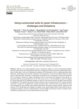 Using Constructed Soils for Green Infrastructure – Challenges and Limitations