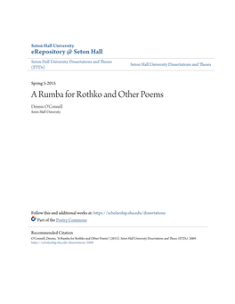 A Rumba for Rothko and Other Poems Dennis O'connell Seton Hall University