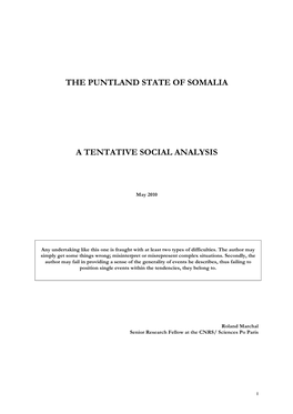 THE PUNTLAND STATE of SOMALIA 2 May 2010