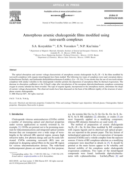 Amorphous Arsenic Chalcogenide Films Modified Using Rare-Earth