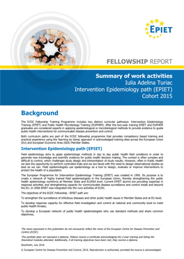 Background FELLOWSHIP REPORT