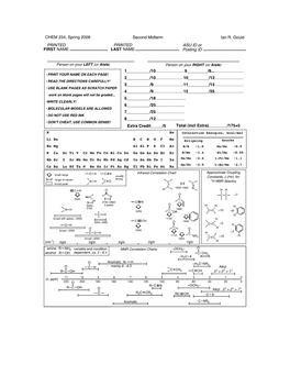 Second Midterm Ian R. Gould PRINTED FIRST NAME CHEM 234