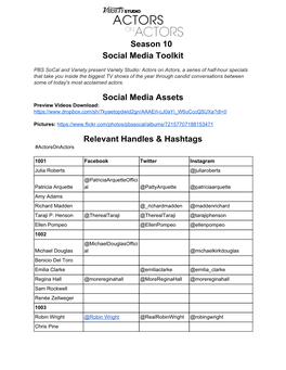 Season 10 Social Media Toolkit Social Media Assets Relevant Handles