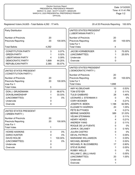 March 10, 2020 Presidential Preference Primary