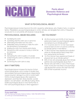 Facts About Domestic Violence and Psychological Abuse