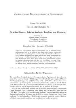 Stratified Spaces: Joining Analysis, Topology and Geometry