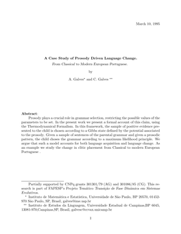 A Case Study of Prosody Driven Language Change. from Classical to Modern European Portuguese